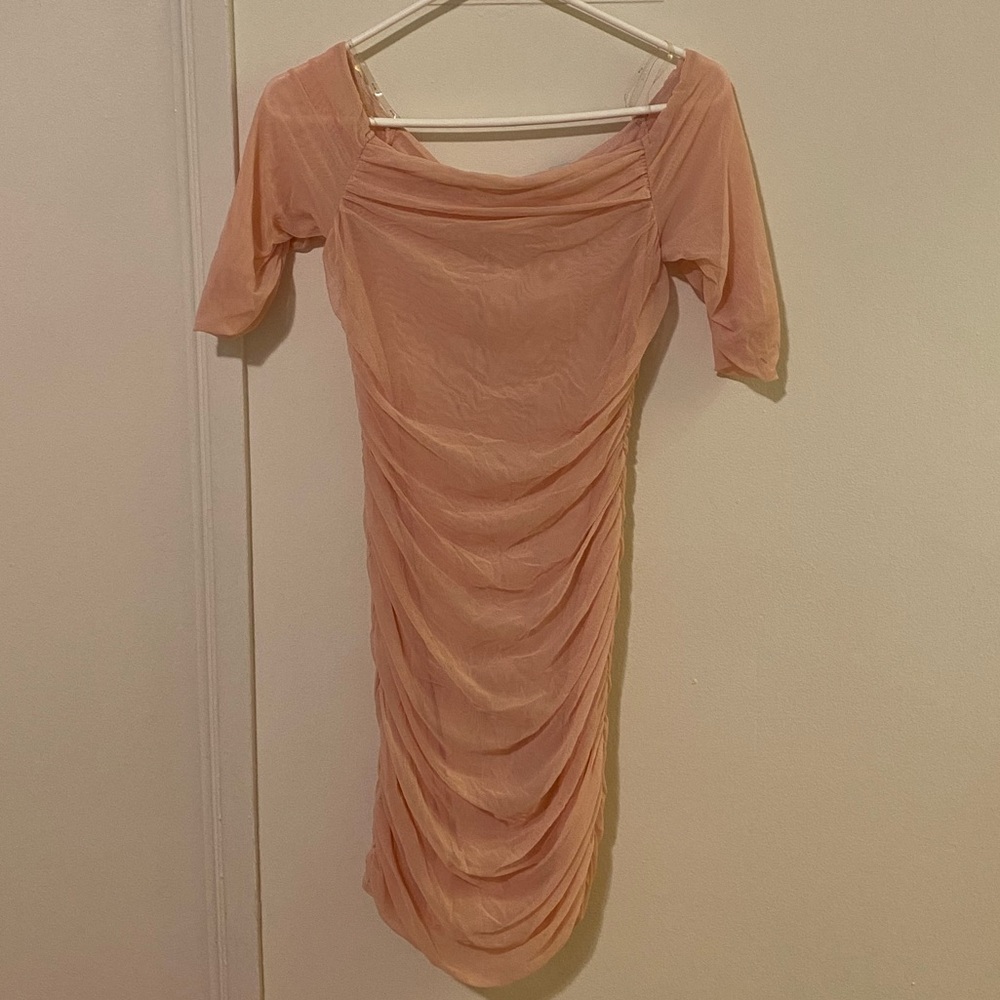 Ruched pink mesh dress size M